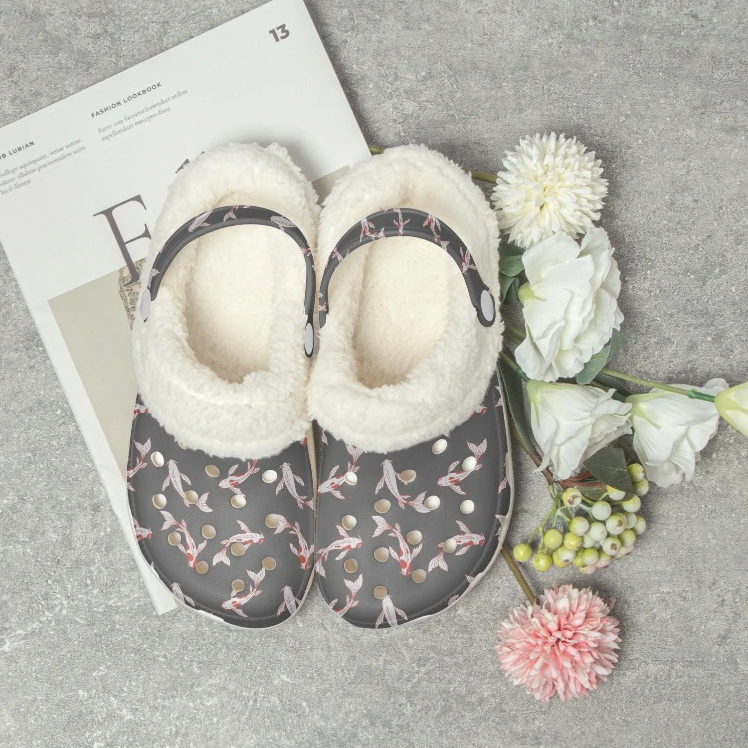 Koi Fish Winter Grey Clogs