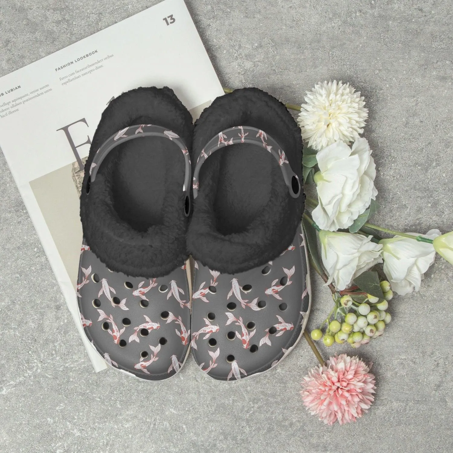 Koi Fish Winter Grey Clogs