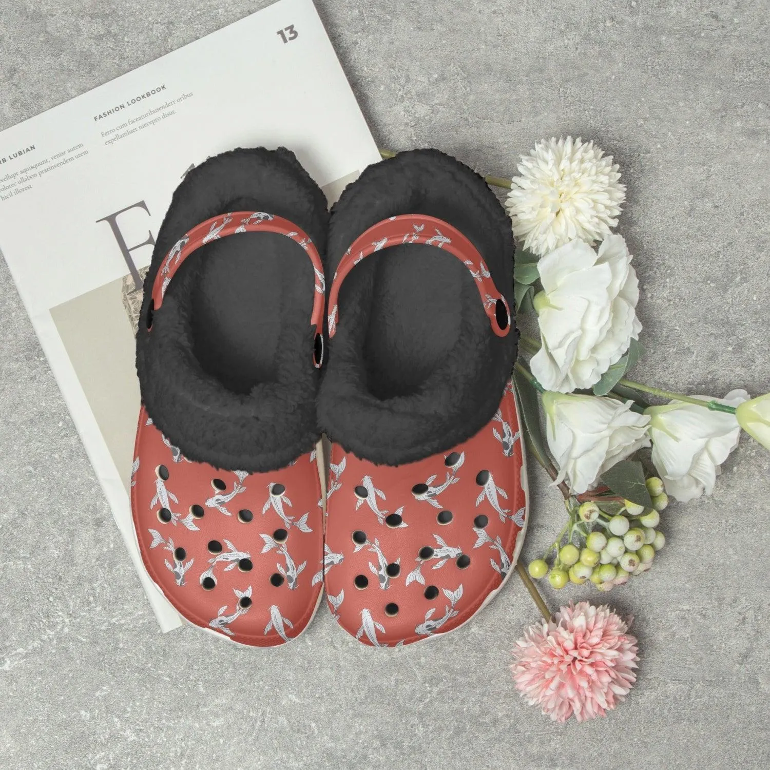 Koi Fish Winter Red Clogs
