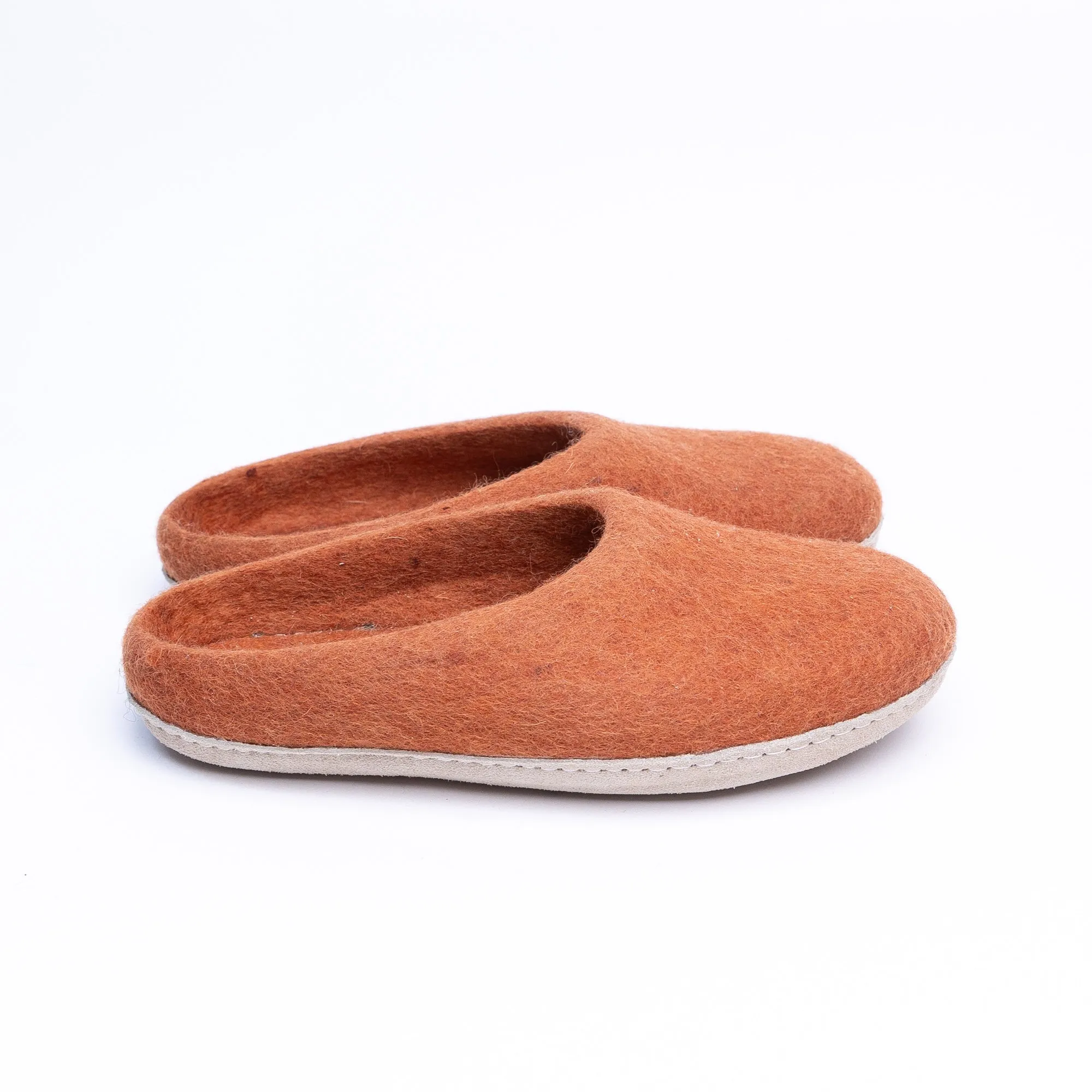 KUUMA - Orange Wool Felt Slippers Bold, Cozy, Handmade Winter Shoes for Women