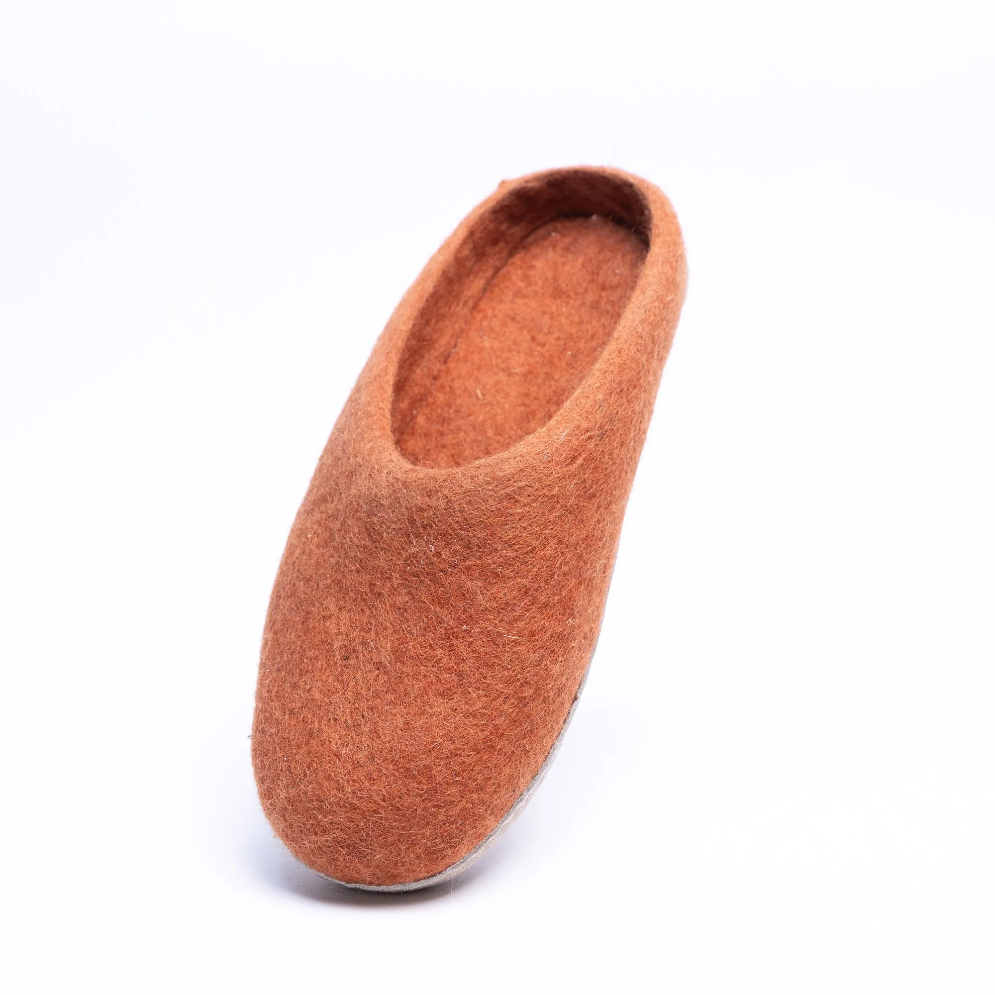 KUUMA - Orange Wool Felt Slippers Bold, Cozy, Handmade Winter Shoes for Women