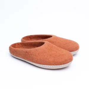 KUUMA - Orange Wool Felt Slippers Bold, Cozy, Handmade Winter Shoes for Women