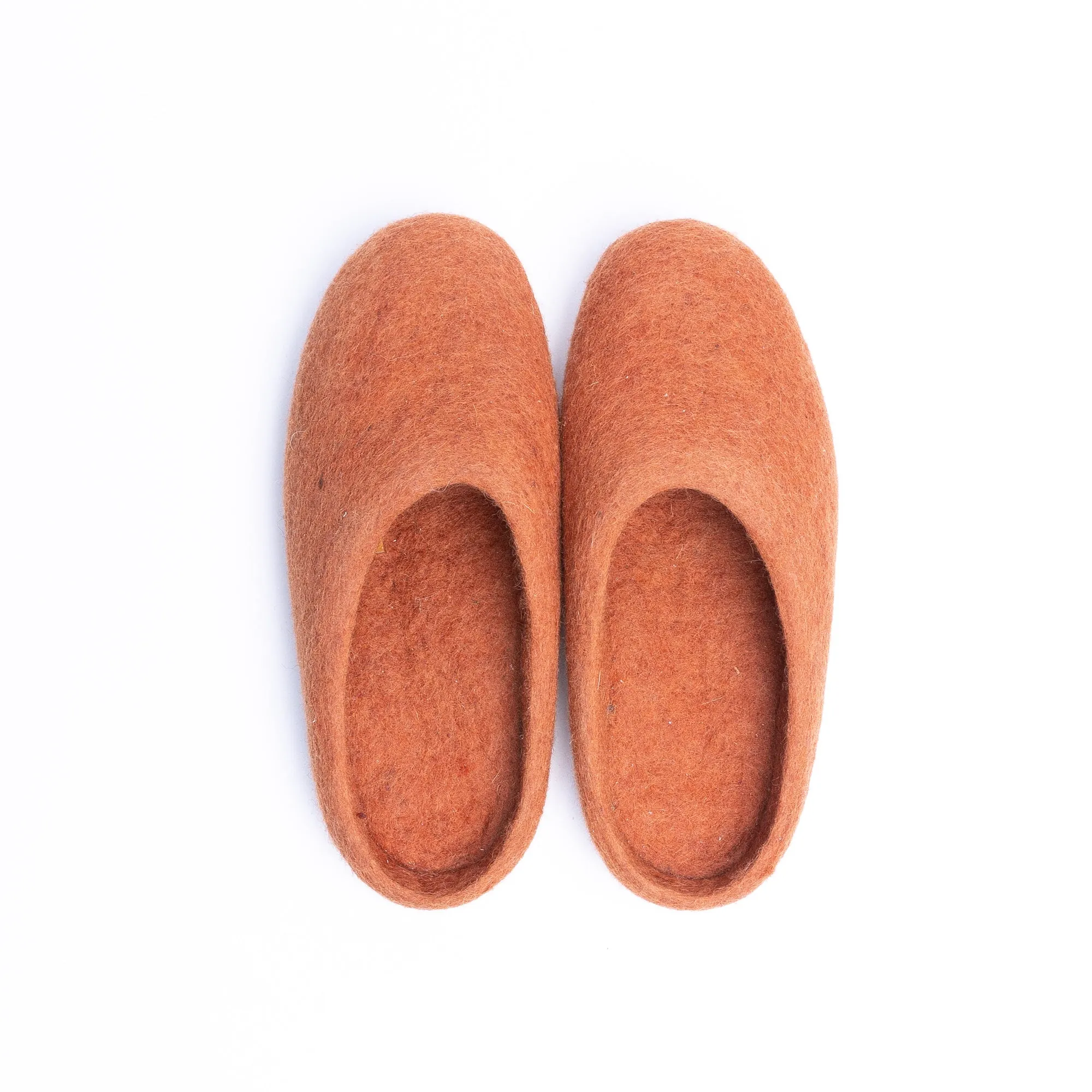 KUUMA - Orange Wool Felt Slippers Bold, Cozy, Handmade Winter Shoes for Women