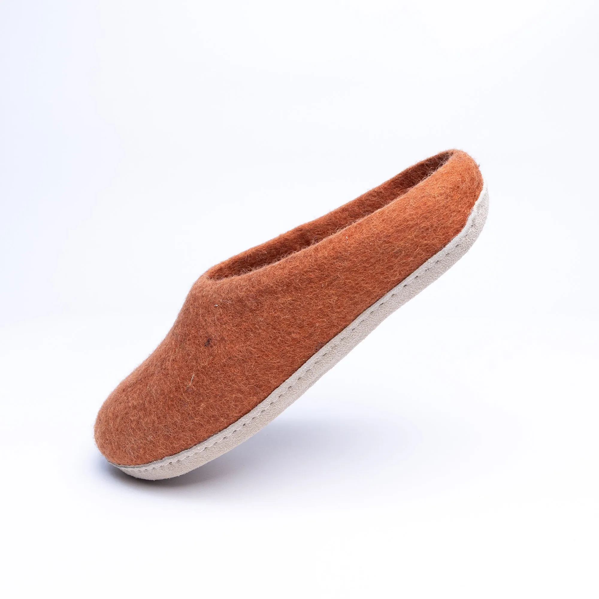 KUUMA - Orange Wool Felt Slippers Bold, Cozy, Handmade Winter Shoes for Women