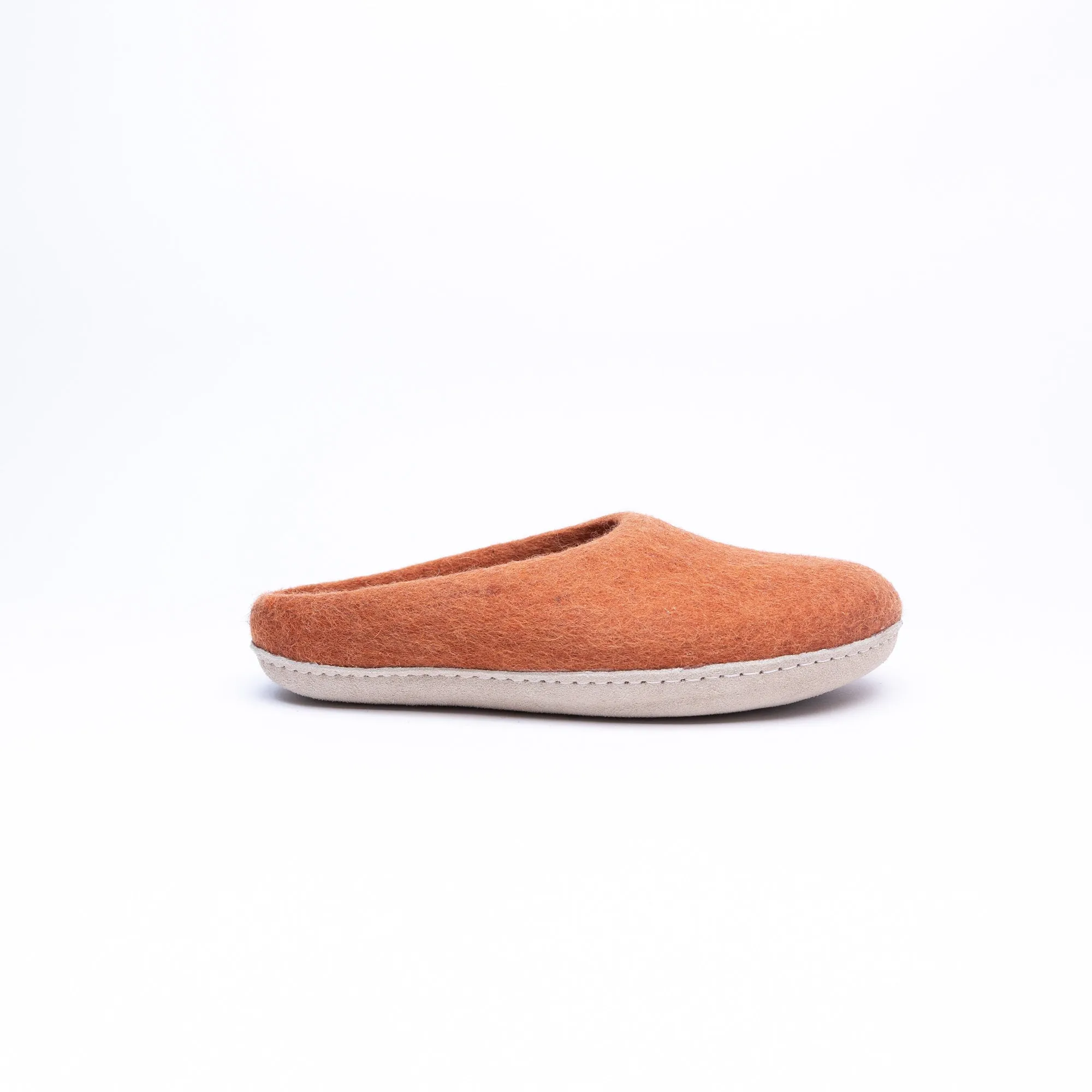 KUUMA - Orange Wool Felt Slippers Bold, Cozy, Handmade Winter Shoes for Women