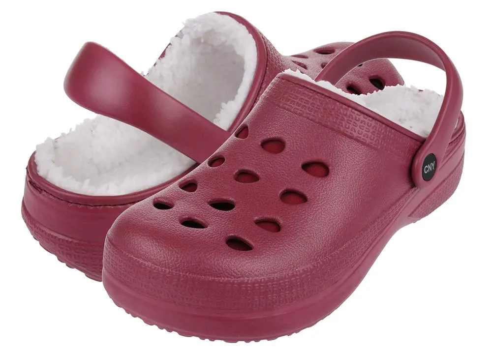 Ladies Injected EVA Clogs with Faux Berber Lining