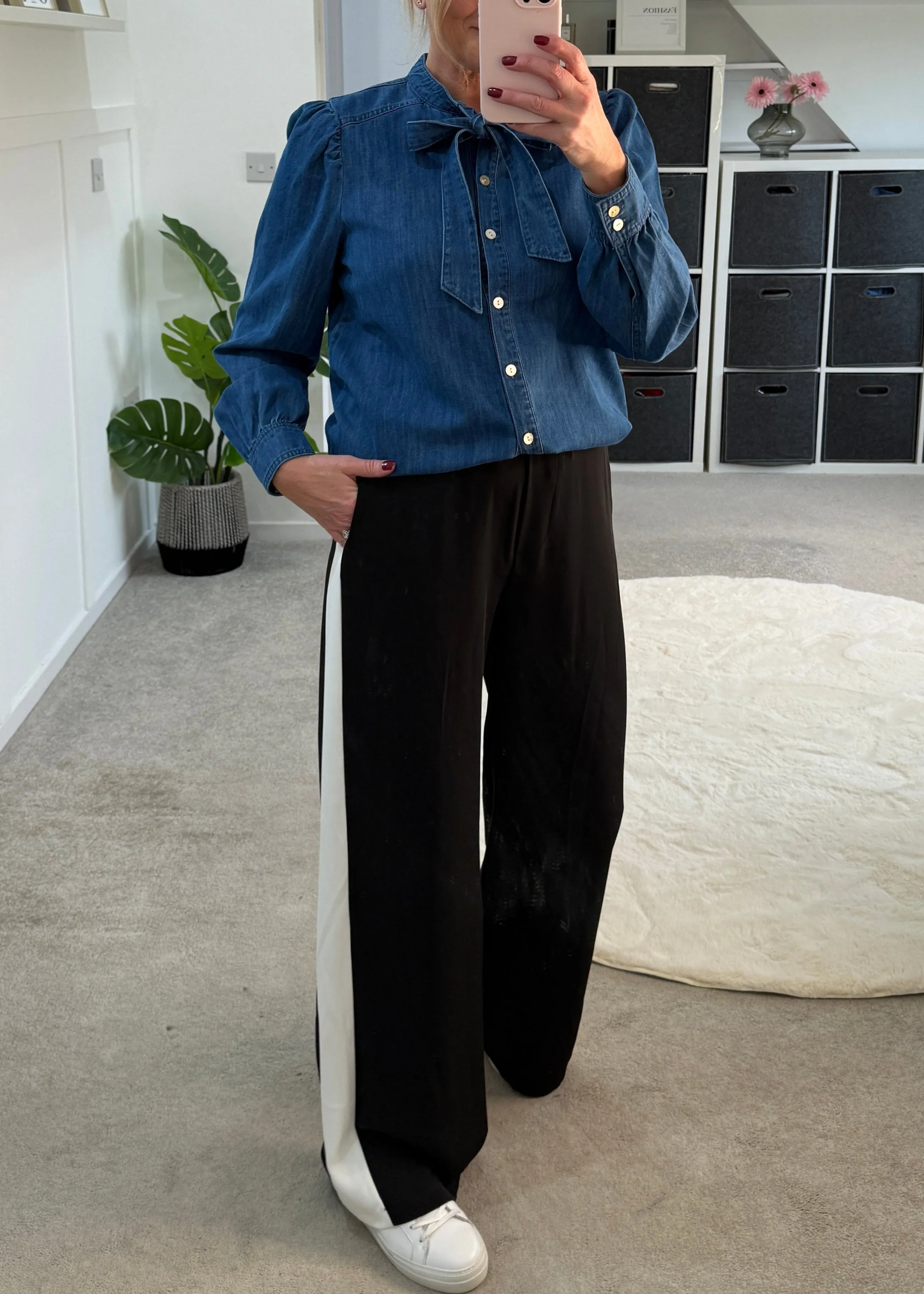 Lakira Denim Bow Detail Blouse