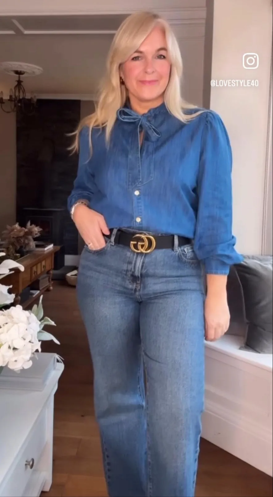 Lakira Denim Bow Detail Blouse