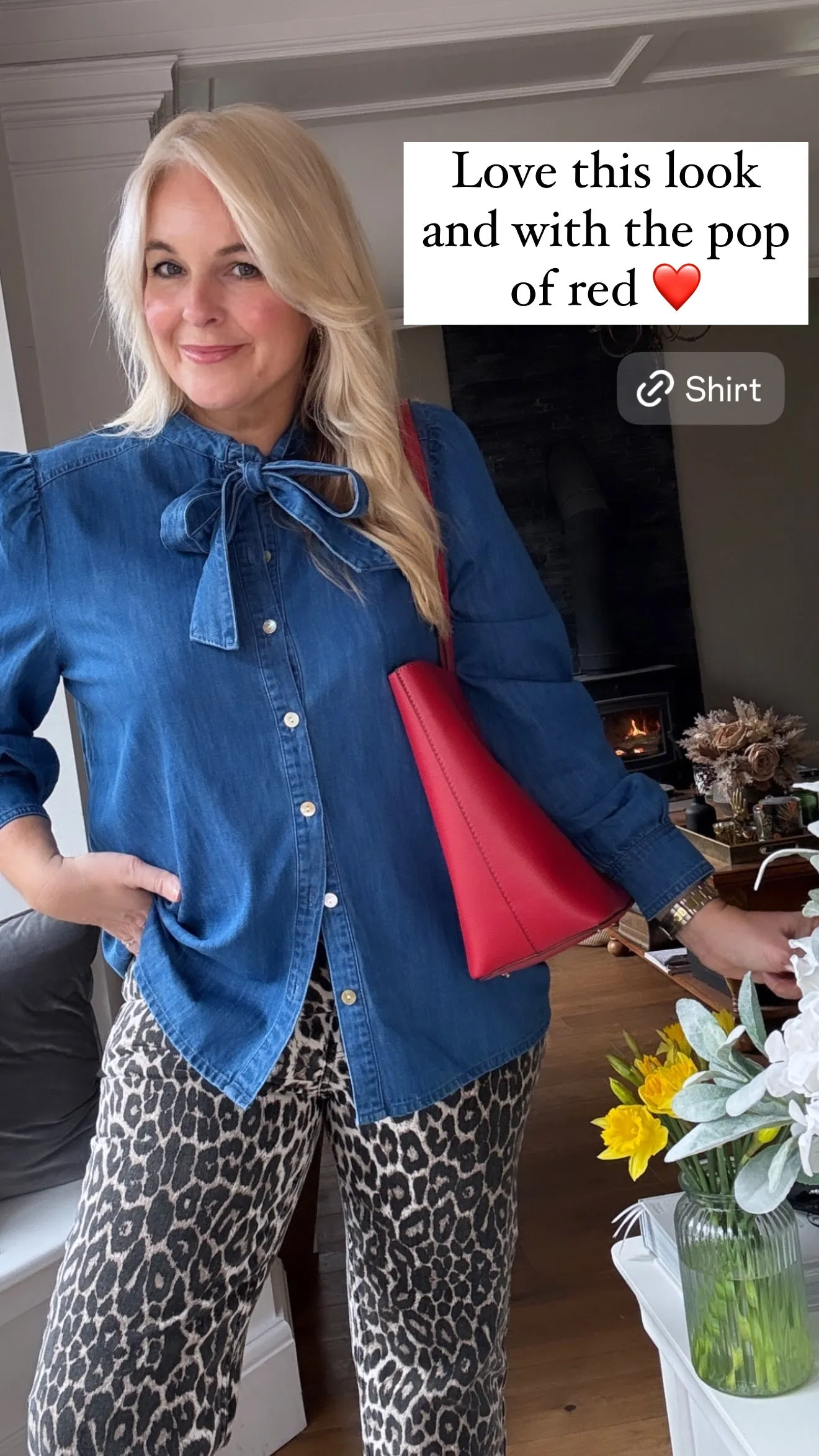 Lakira Denim Bow Detail Blouse