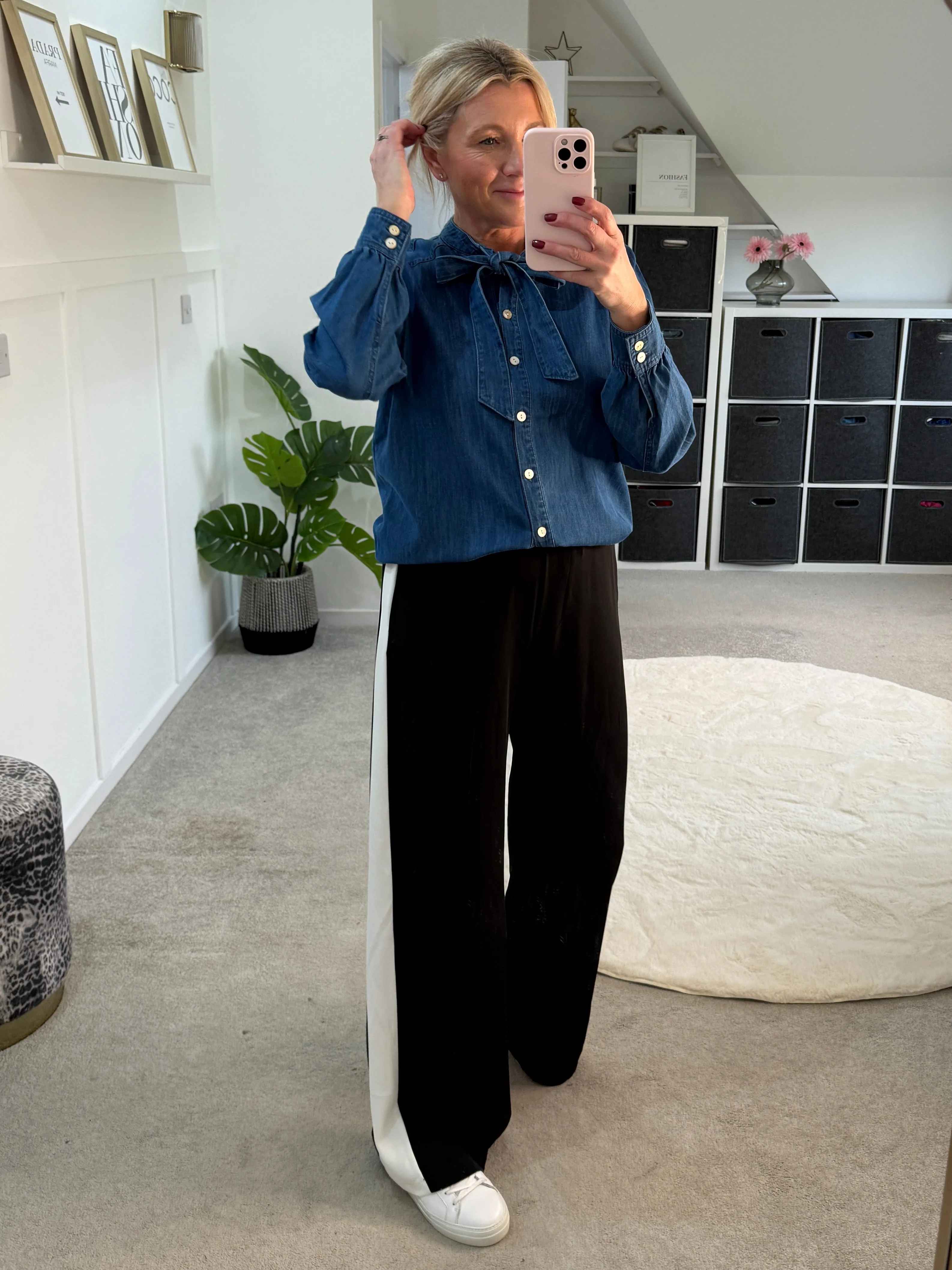 Lakira Denim Bow Detail Blouse