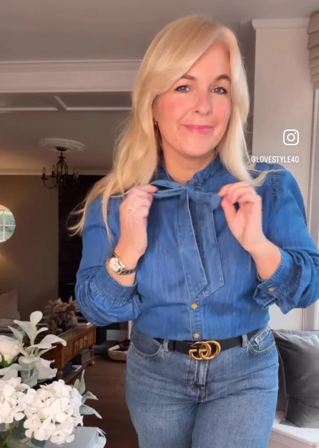 Lakira Denim Bow Detail Blouse