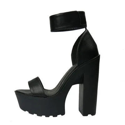 Laser PU Sandals Ultra Platform Thick High Heels Sandals Sexy Peep Toe Shoes For Women Fashion A word Belt Sandals