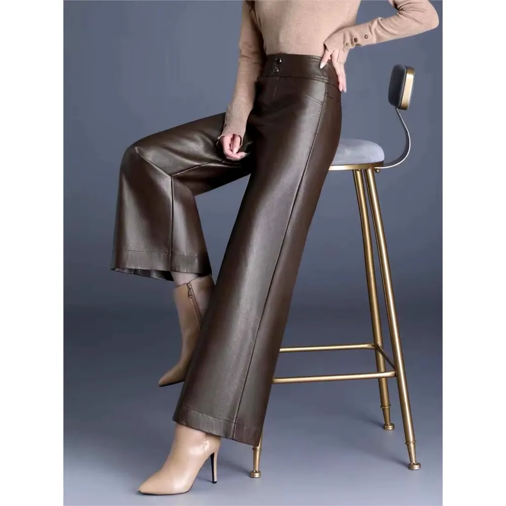 Lucy High Rise Wide Leather Pants