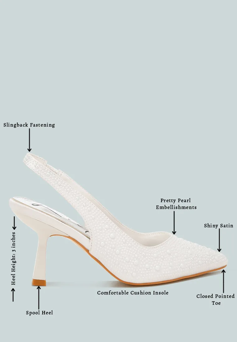 Luxurious Satin Pearl Slingback Sandals By MODE