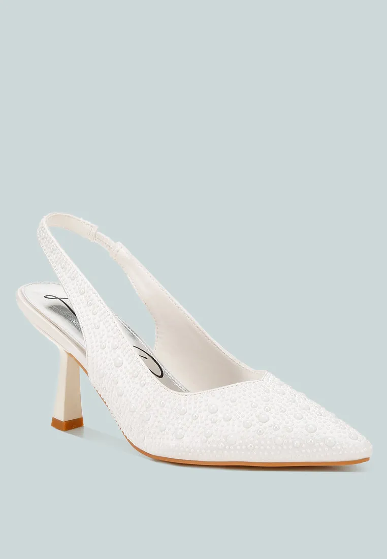 Luxurious Satin Pearl Slingback Sandals By MODE