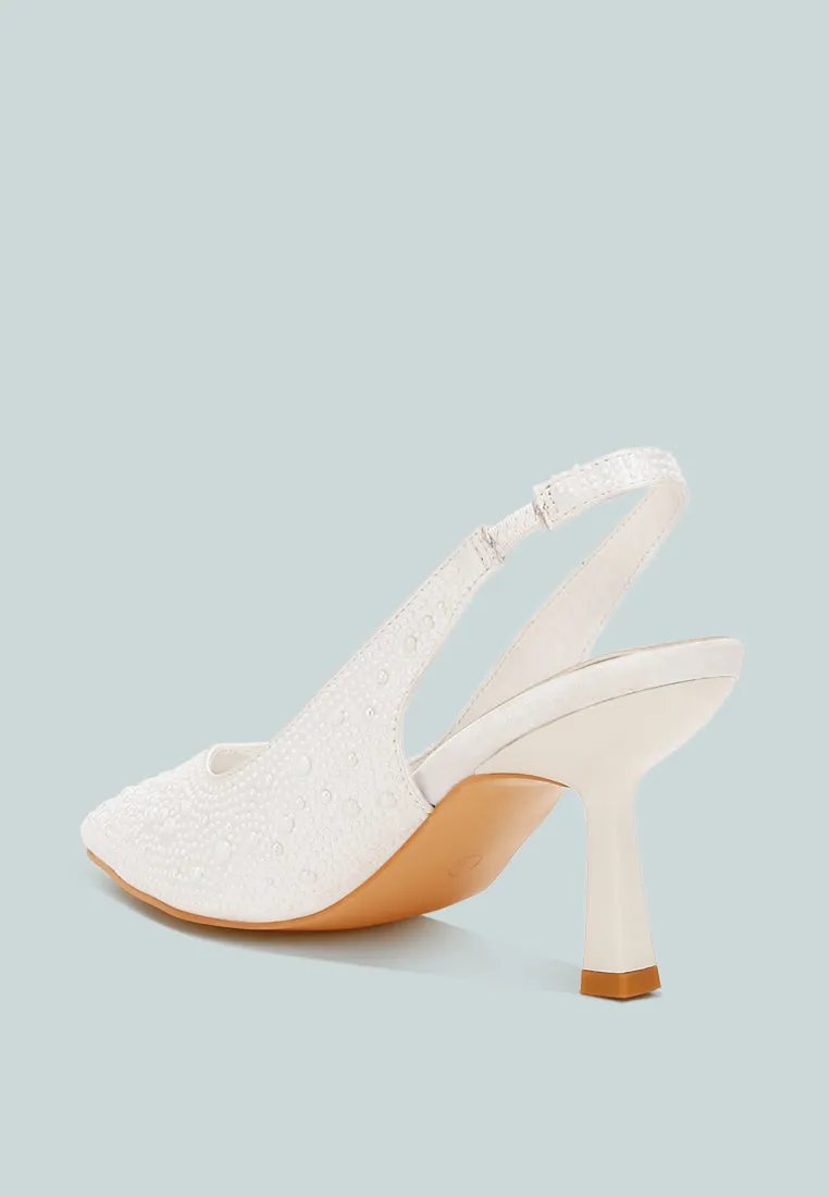 Luxurious Satin Pearl Slingback Sandals By MODE