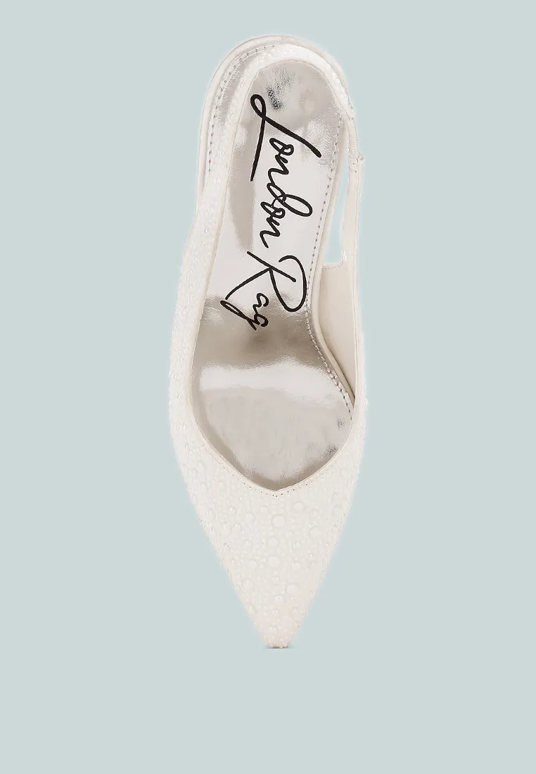 Luxurious Satin Pearl Slingback Sandals By MODE