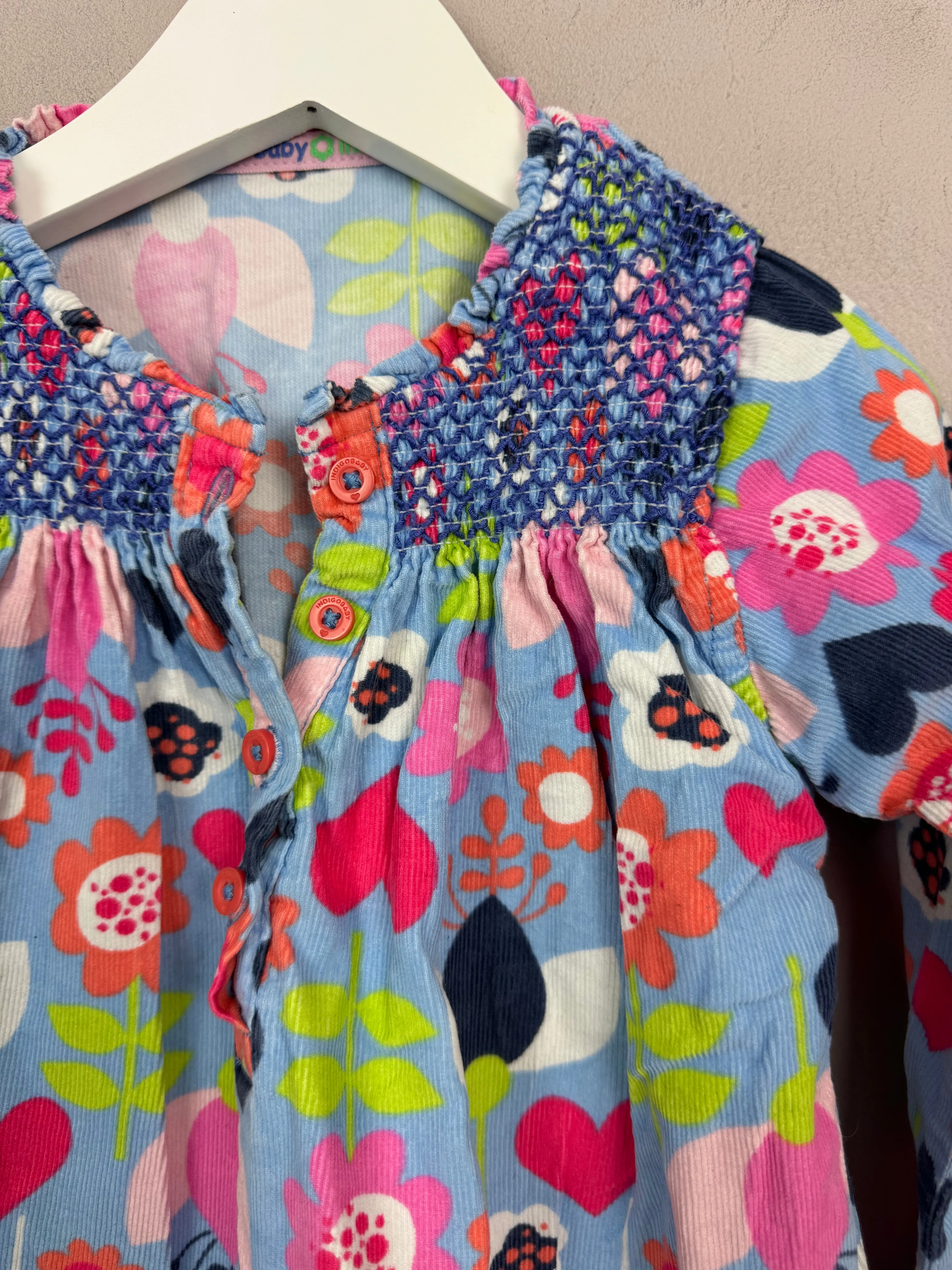 M&S Funky Floral Cord Dress 18-24m
