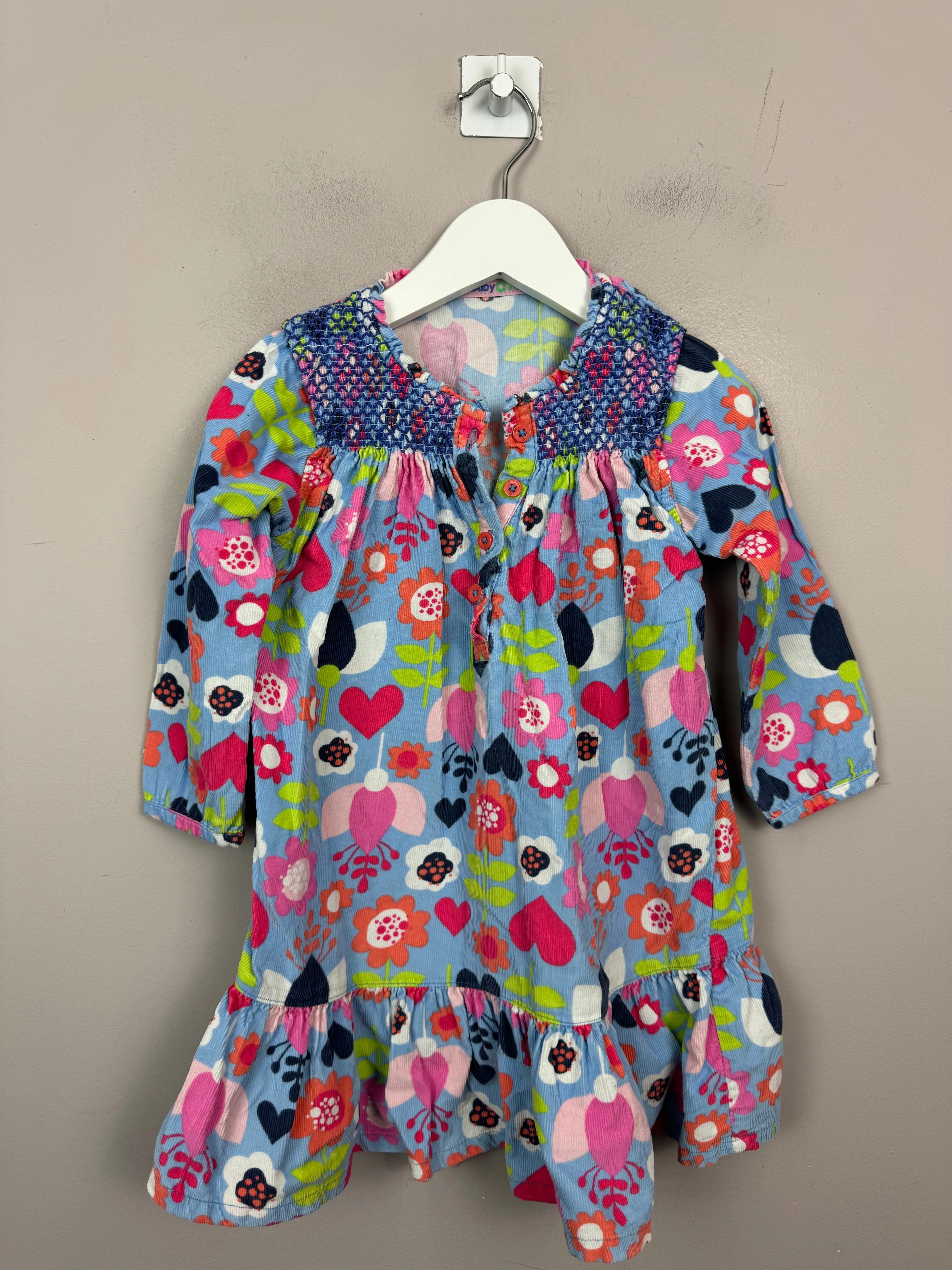 M&S Funky Floral Cord Dress 18-24m