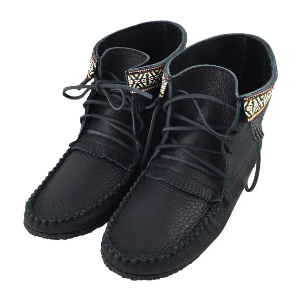 Men's Black Leather Moccasin Boots (Final Clearance - Size 15 ONLY)