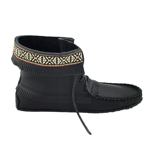 Men's Black Leather Moccasin Boots (Final Clearance - Size 15 ONLY)