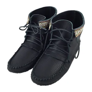 Men's Black Leather Moccasin Boots (Final Clearance - Size 15 ONLY)