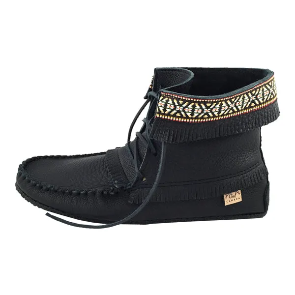 Men's Black Leather Moccasin Boots (Final Clearance - Size 15 ONLY)