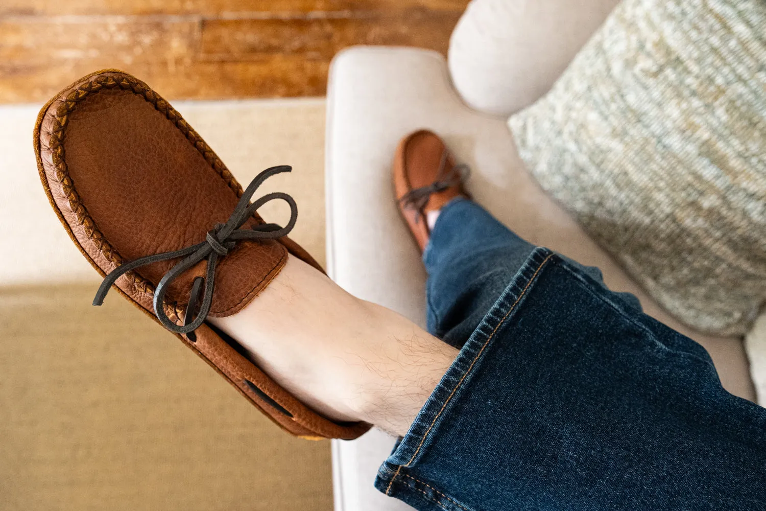 Men's Brown Wide Leather Moccasins