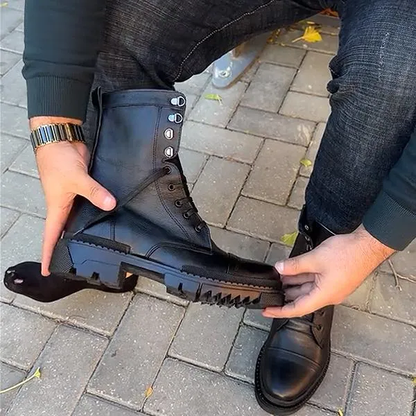 Men's Comfort Cap Toe Lace-up Combat Boot