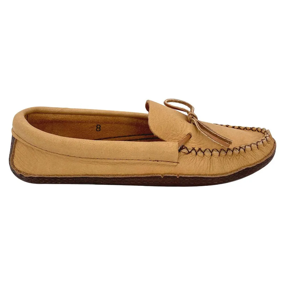 Men's Earthing Moccasins Moose Hide with Heavy Oil Tan Soles