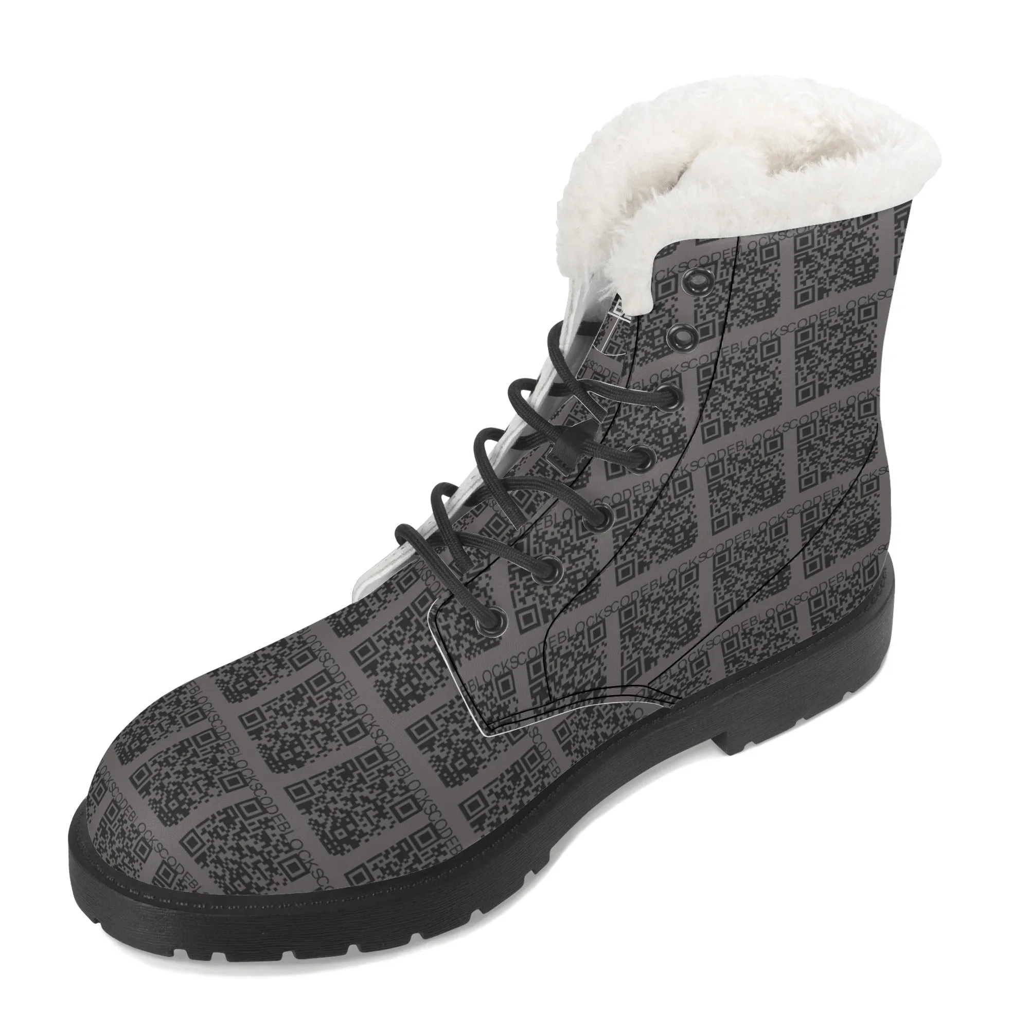 Mens Faux Fur Leather Boots