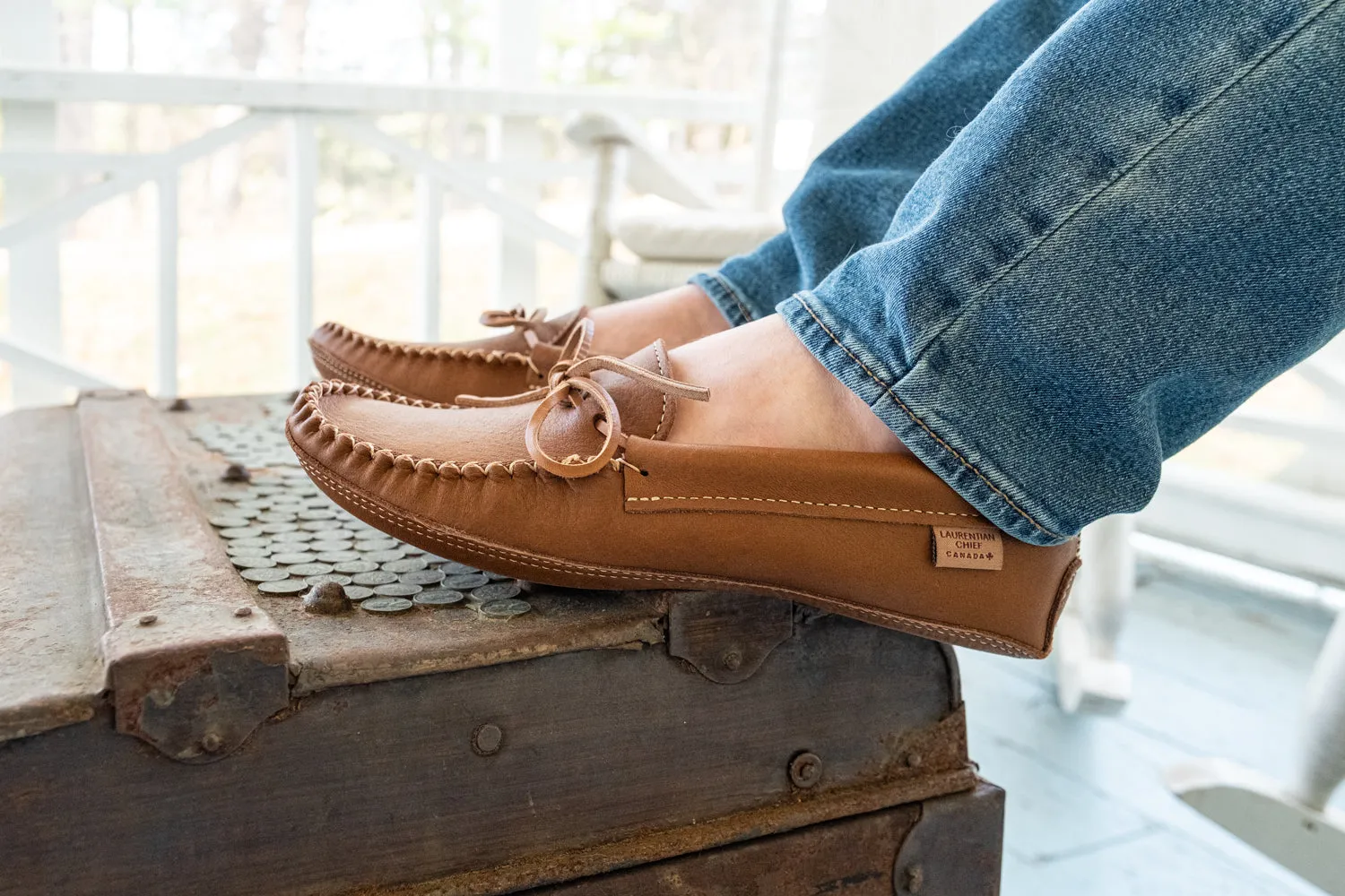 Men's Moose Hide Double Leather Moccasins