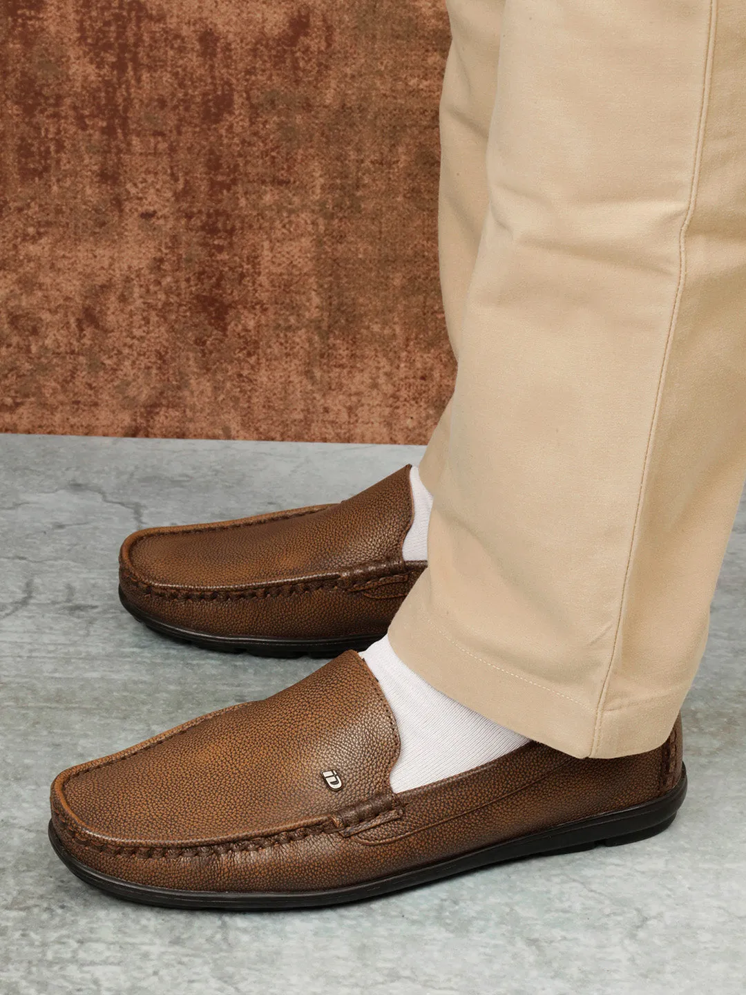 Men's Tan Moc Toe Comfort Fit Loafer (ID1064)