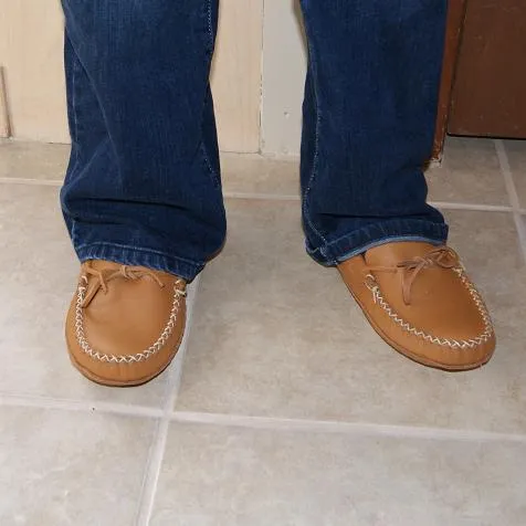 Men's Tan Wide Leather Moccasins
