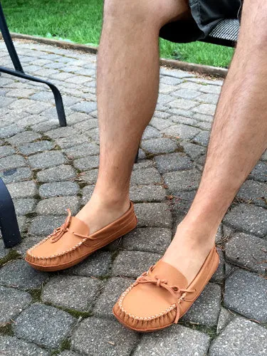 Men's Tan Wide Leather Moccasins