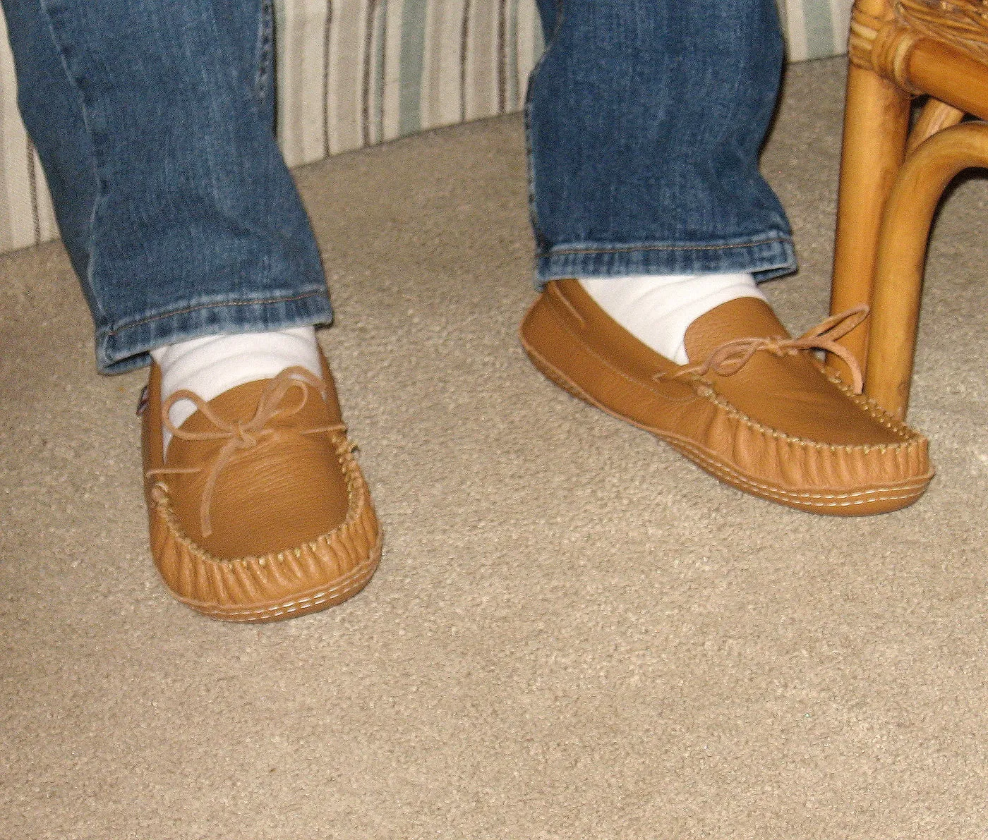 Men's Tan Wide Leather Moccasins