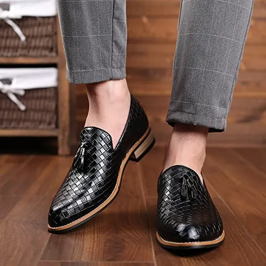 Men's Woven Tassel Smoking Loafers