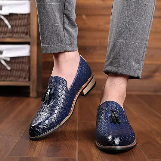 Men's Woven Tassel Smoking Loafers