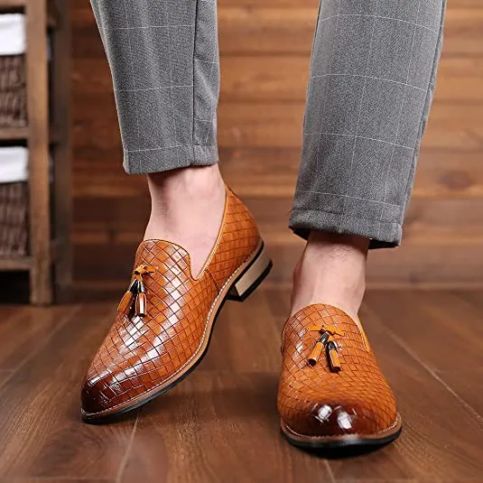 Men's Woven Tassel Smoking Loafers