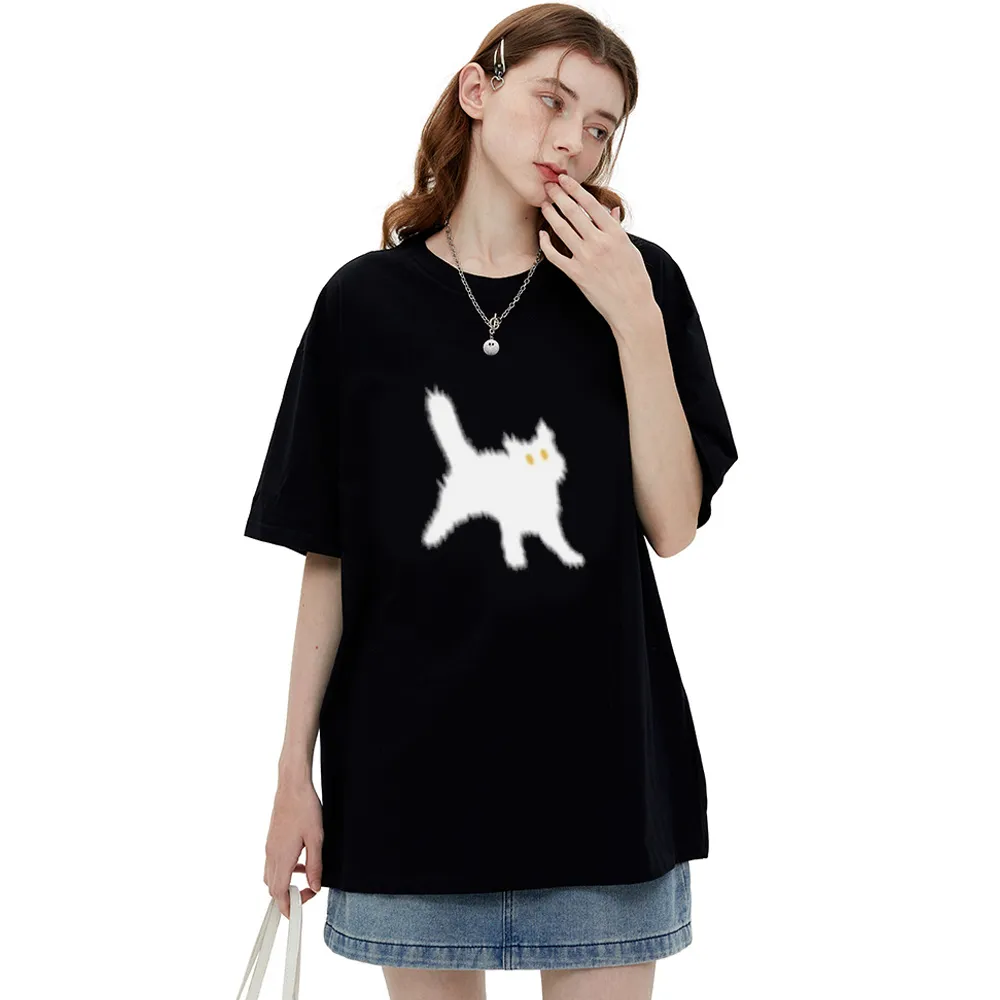 Minimal Angry Kitten Cotton T-Shirt