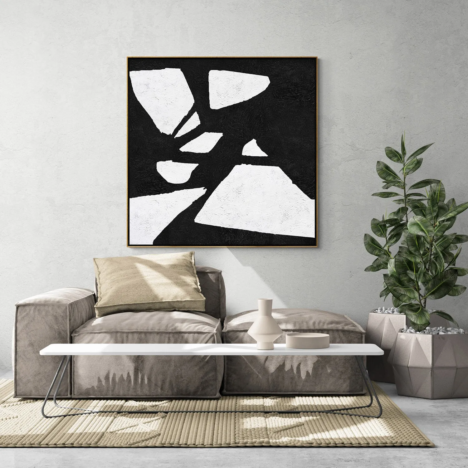 Minimal Black and White Painting MN74A