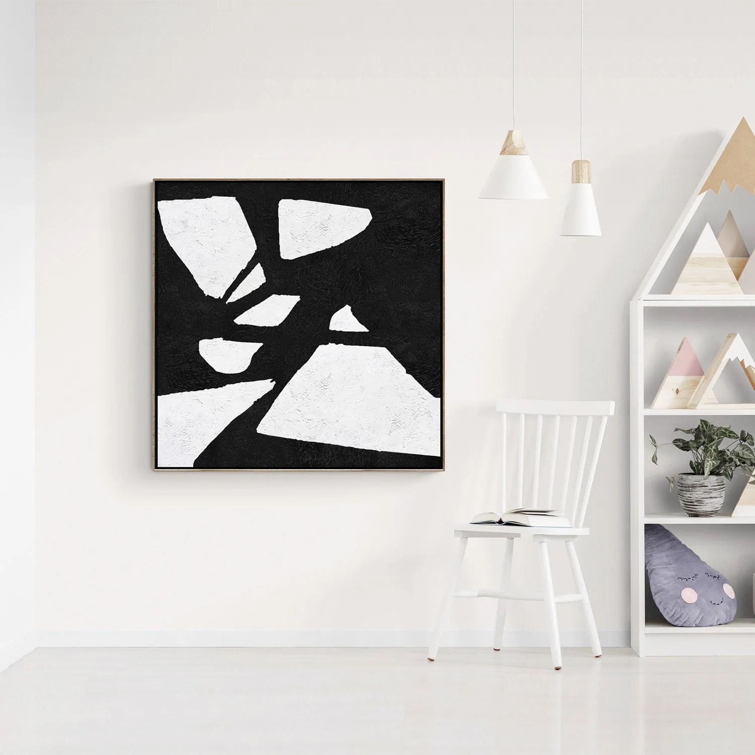 Minimal Black and White Painting MN74A