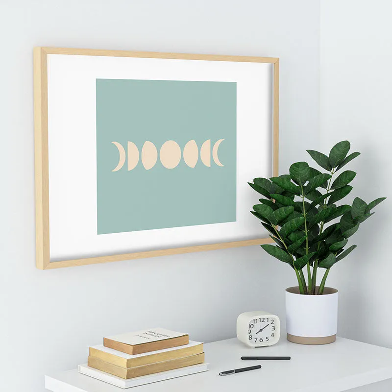 Minimal Moon Phases Sage Recessed Framing Rectangle