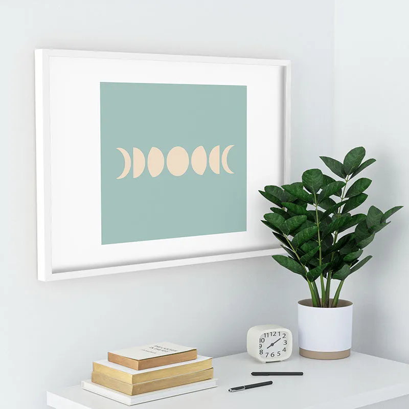 Minimal Moon Phases Sage Recessed Framing Rectangle