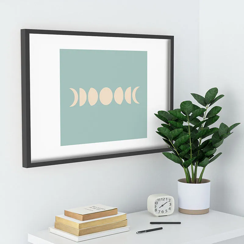 Minimal Moon Phases Sage Recessed Framing Rectangle