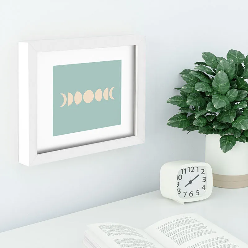 Minimal Moon Phases Sage Recessed Framing Rectangle