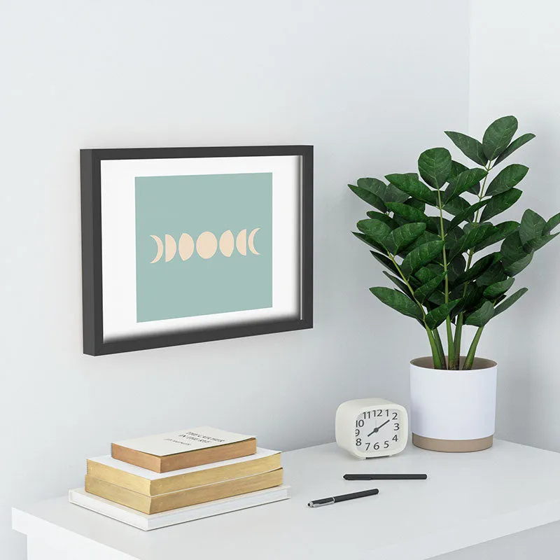 Minimal Moon Phases Sage Recessed Framing Rectangle