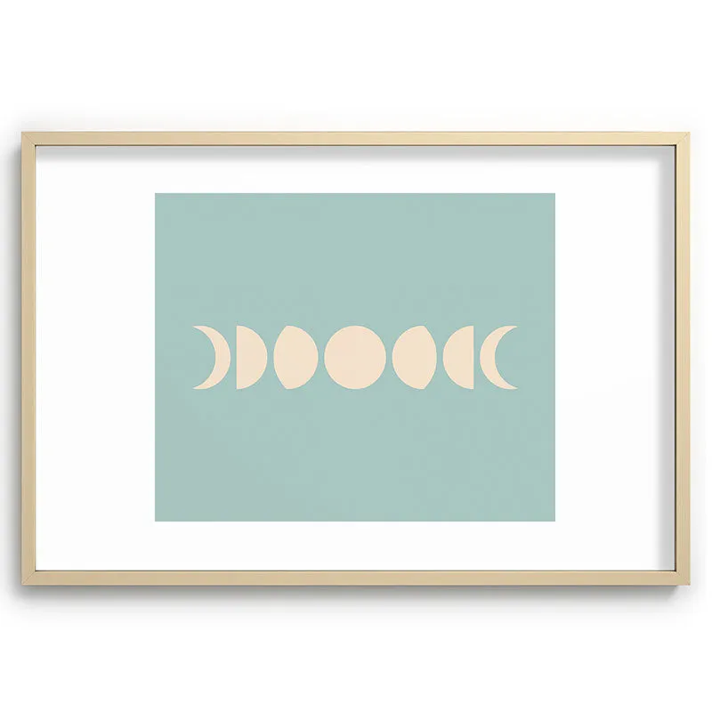 Minimal Moon Phases Sage Recessed Framing Rectangle
