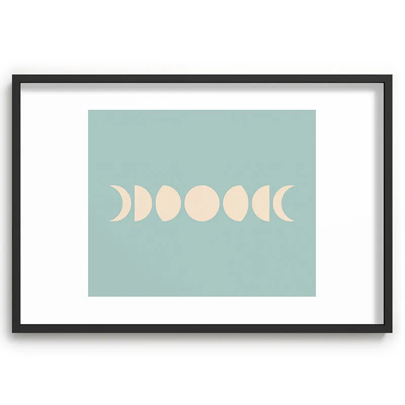 Minimal Moon Phases Sage Recessed Framing Rectangle