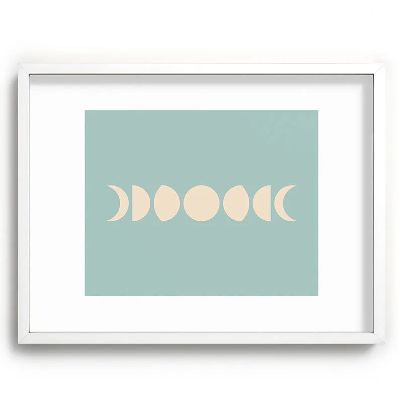 Minimal Moon Phases Sage Recessed Framing Rectangle